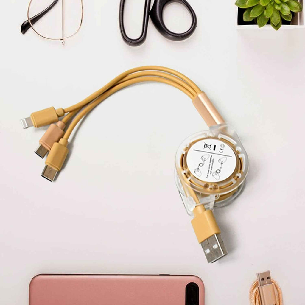 12835 Retractable Charger Charging Cable Micro Usb Cable 3 In 1 Multi Charging Cable Compatible With Phone Type C Micro Android Usb And Other Mobile Devices (1 Pc) Electronics Accessories - Novara