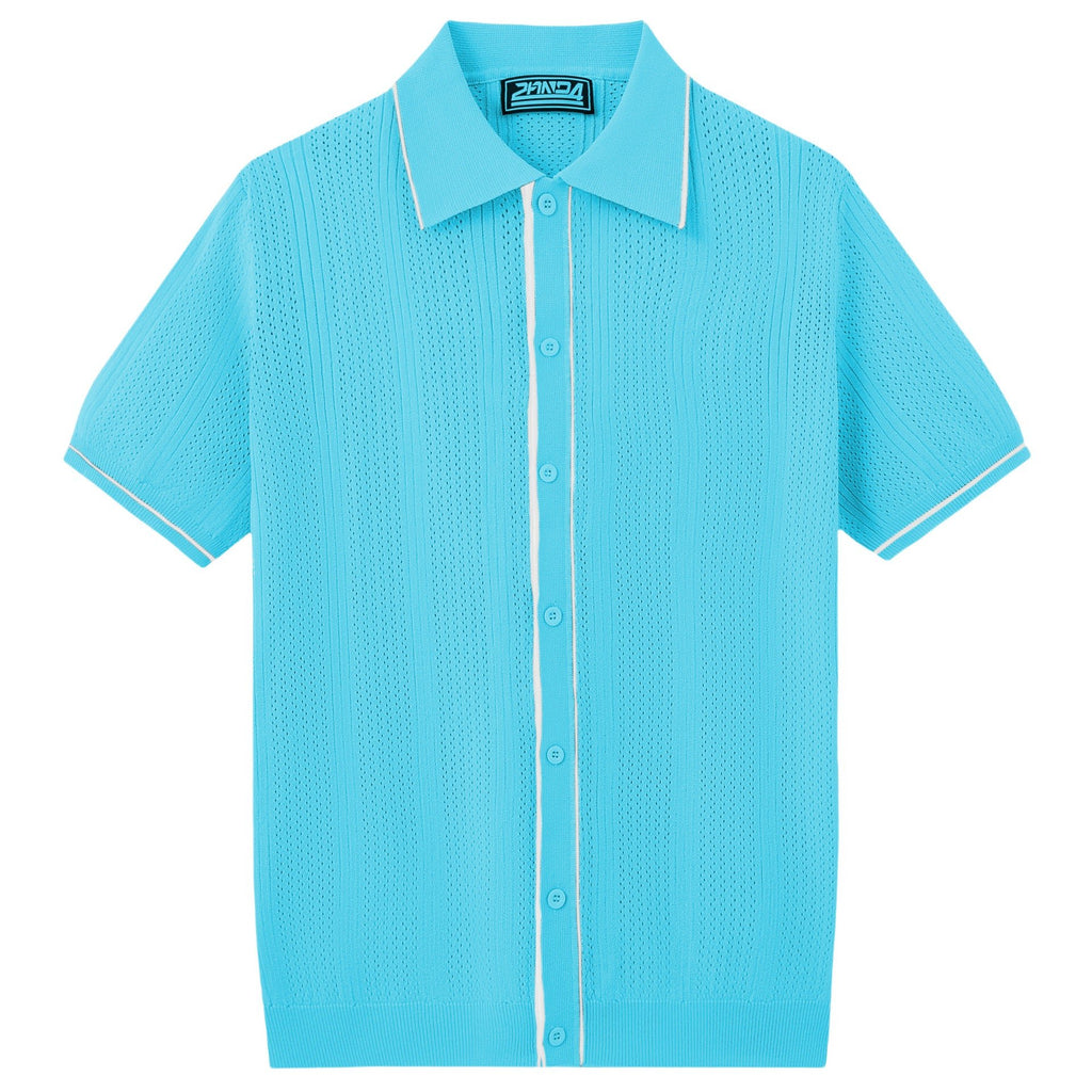 Men's Short - Sleeve Knit Polo Shirt – Viscose Regular Fit Casual Top Shirts - Novara
