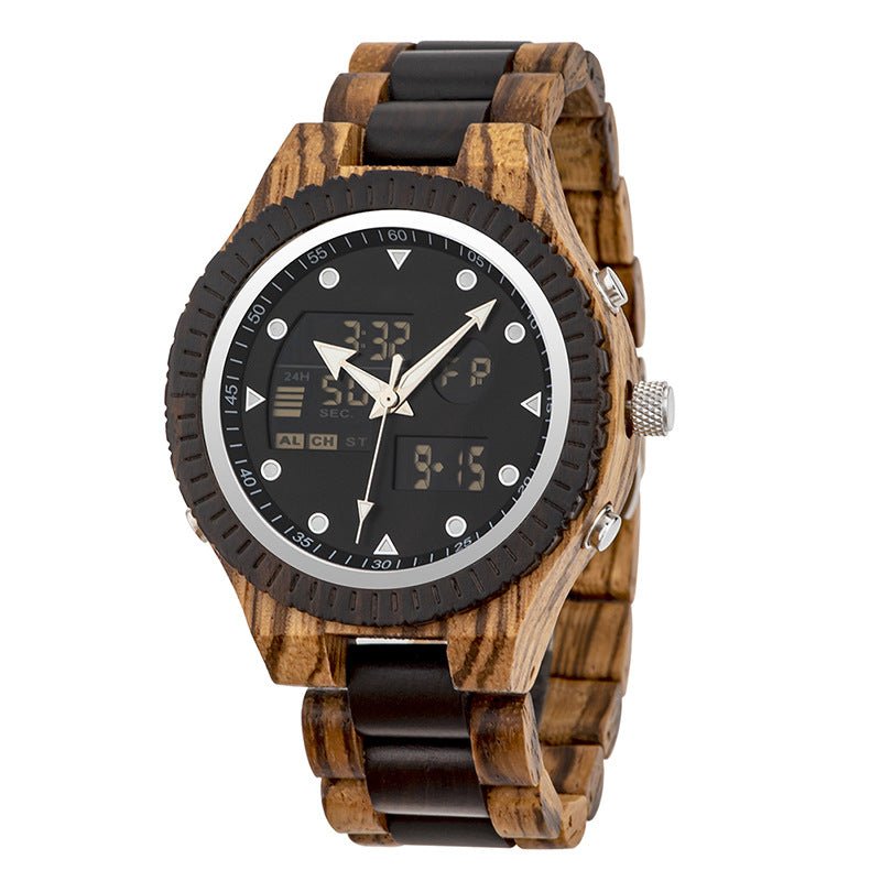 Men's Wooden Quartz Watch – Natural Wood Case with Mineral Glass & Date Display Watches - Novara
