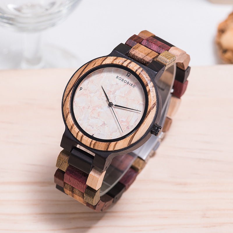 Men's Wooden Quartz Watch – Natural Wood Case with Mineral Glass & Date Display Watches - Novara