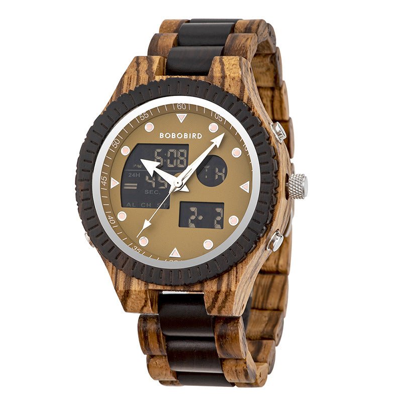 Men's Wooden Quartz Watch – Natural Wood Case with Mineral Glass & Date Display Watches - Novara