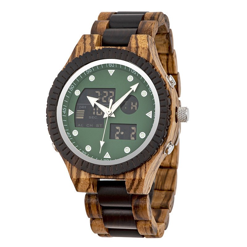 Men's Wooden Quartz Watch – Natural Wood Case with Mineral Glass & Date Display Watches - Novara