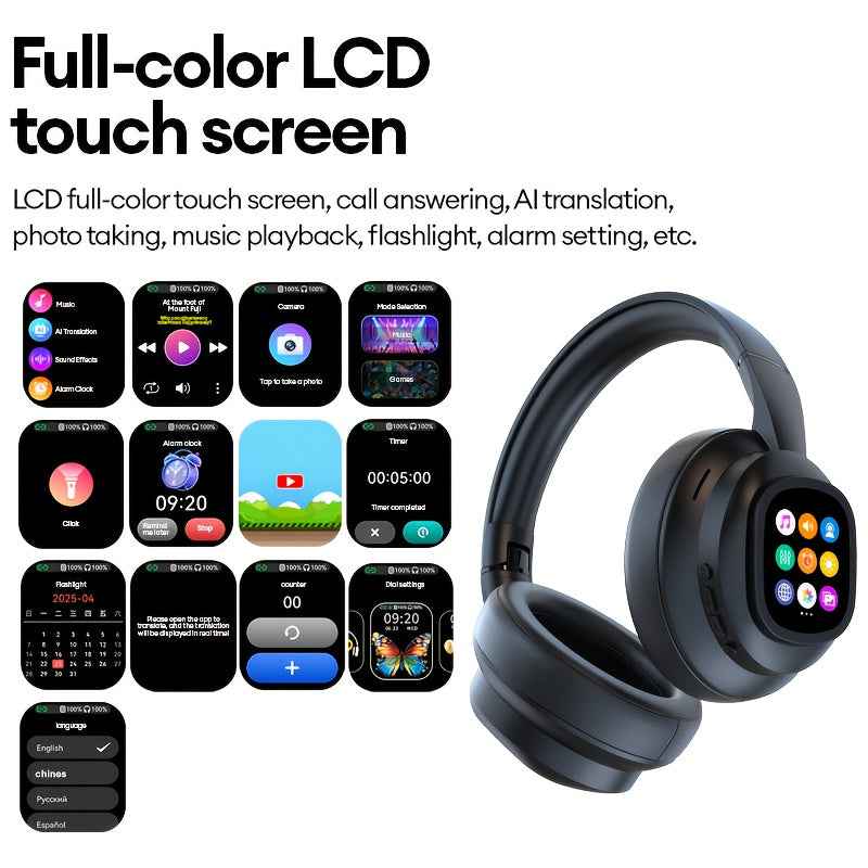 NNETM AI Translation Headphones LCD Touch Wireless Earbuds Electronics > Headphones - Novara