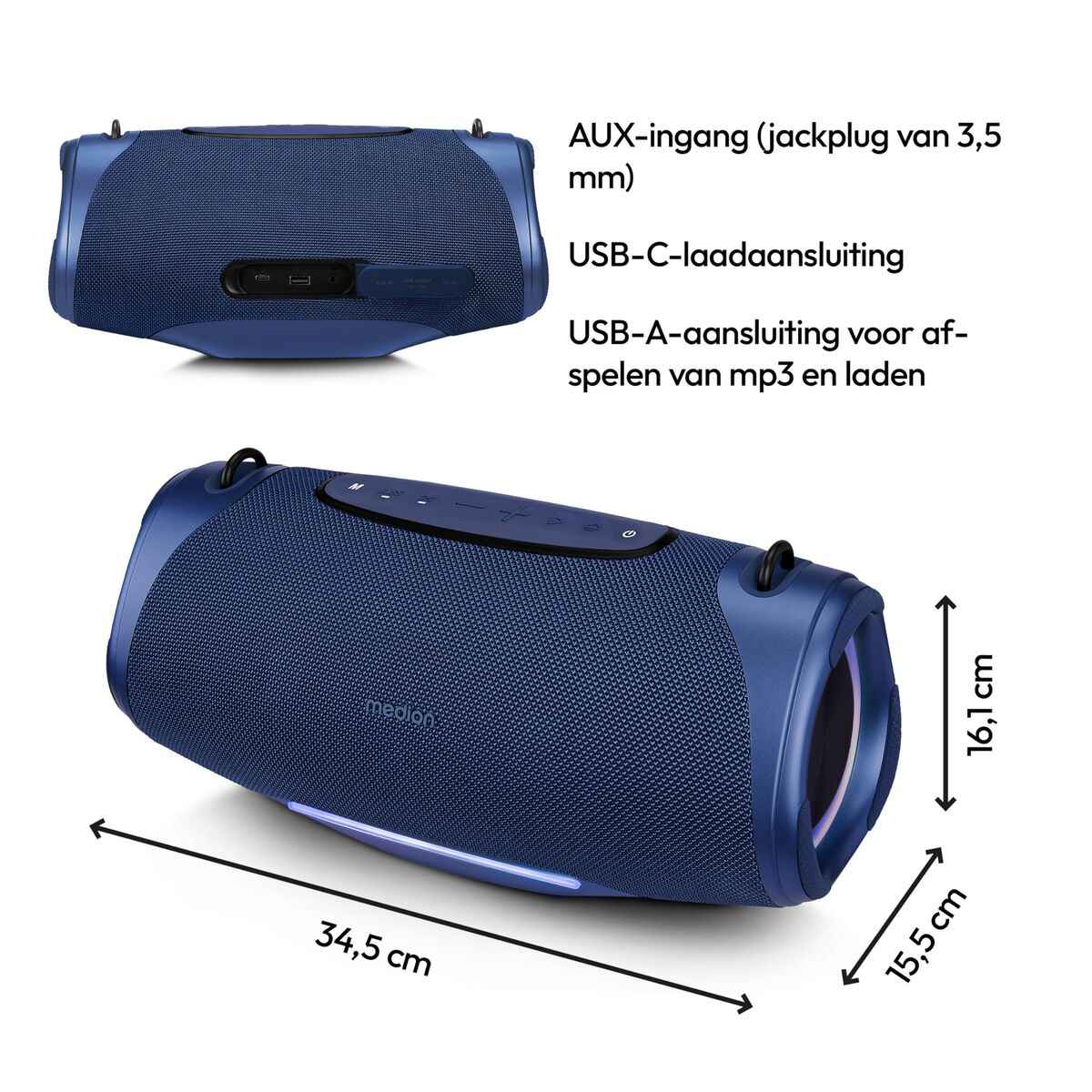 Portable Bluetooth Speakers Medion 50077078 Blue 4 W 50 W Computers | Electronics > Electronics | Sound > Bluetooth Speakers - Novara